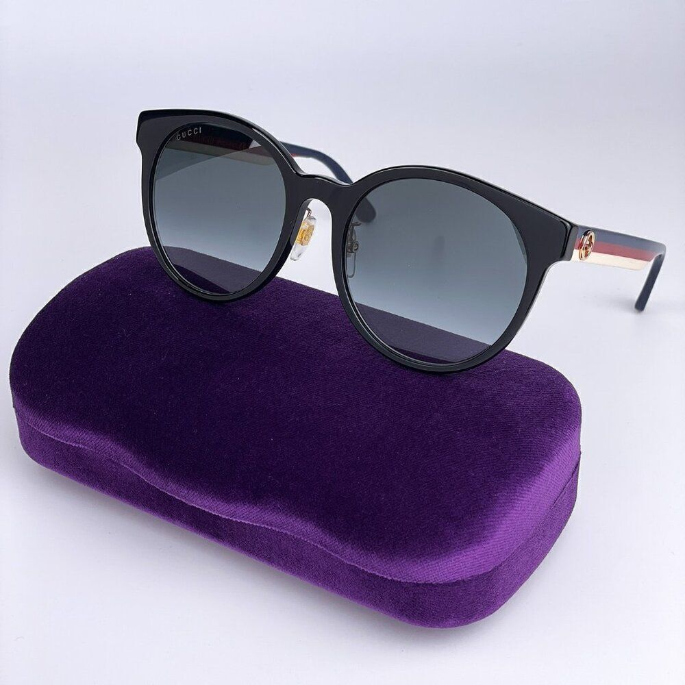 SALE! NEW Gucci GG0416SK LOGO 001 Black Grey Gradient Round Women Sunglasses